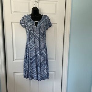 Sami &Jo blue paisley dress with silver detail. Size Small